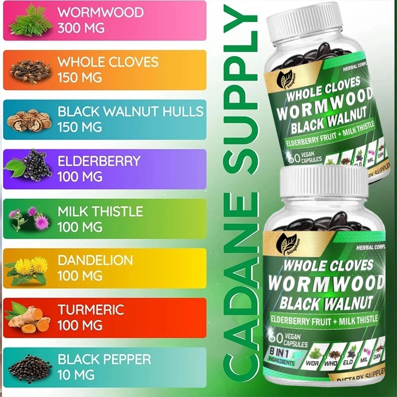 

60 капсул, органический полынь, цельная гвоздика, черный орех, пищеварительная травяная поддержка, добавка для растопши с лечебным молоком для здравоохранения