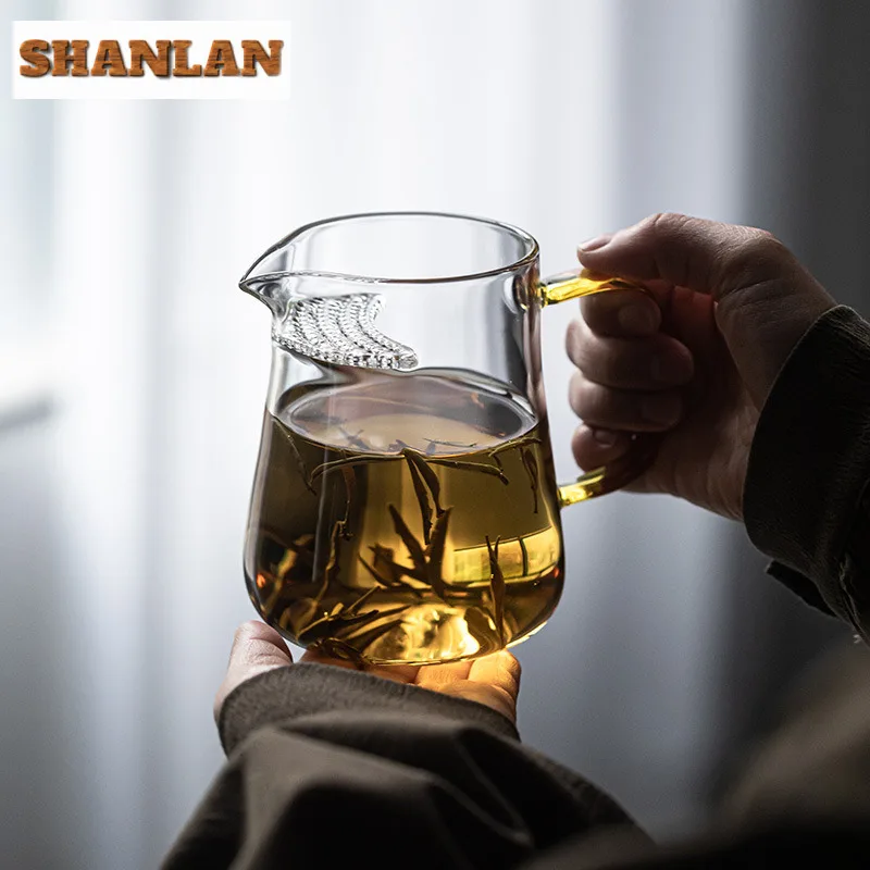 420 مللي كوب عادل زجاجي سميك تشاهاي عالي البورون سيليكون مقاوم للحرارة شاي الكونغ فو مع مقبض مرشح كوب معرض فاصل الشاي #2