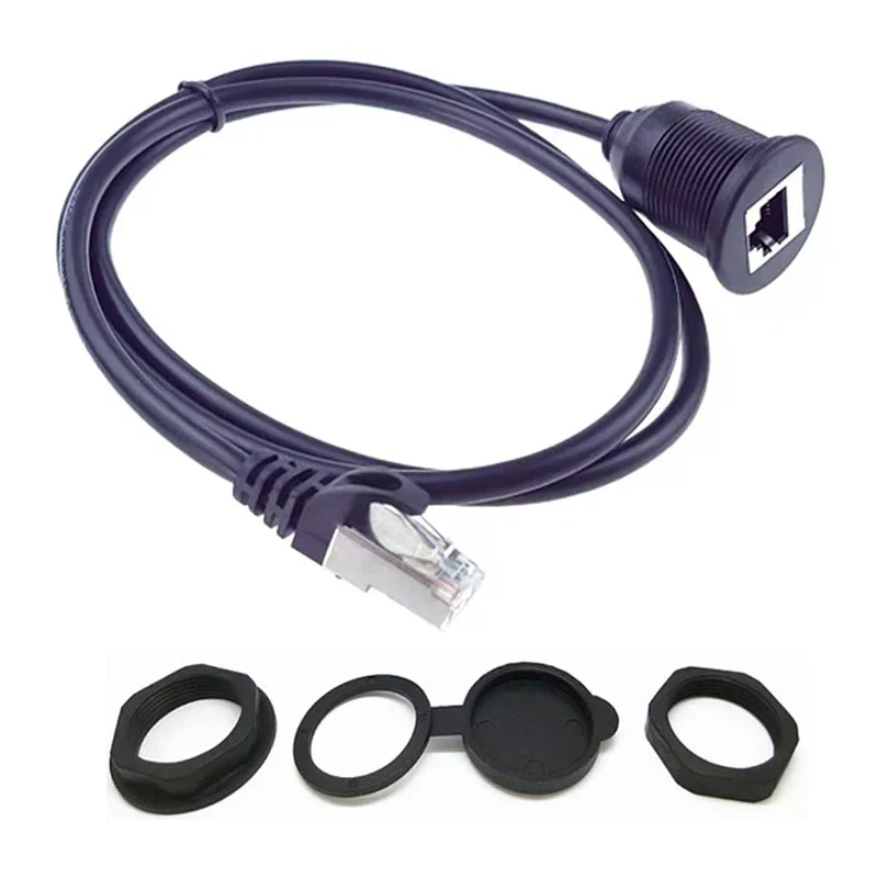 RJ45 CAT6 Socket Cable for Industrial Control Chassis Dual USB Cat6 Waterproof Panel rj45 Network Male to Female Extension Cable