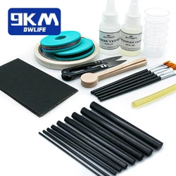 Fishing Rod Repair Kit Complete with Epoxy,10pcs Carbon Fiber Sticks Pole Building Kit, AB Glue, Wrapping Thread for Saltwater