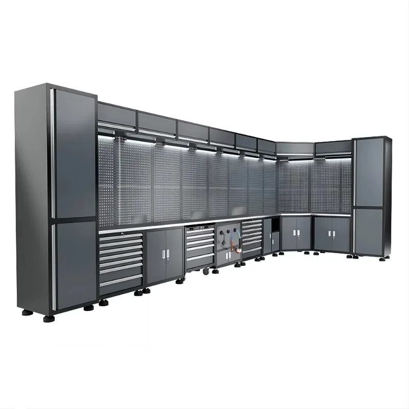 Modern Modular Steel Storage Bench Heavy Duty Garage Toolbox Customizable Workshop System