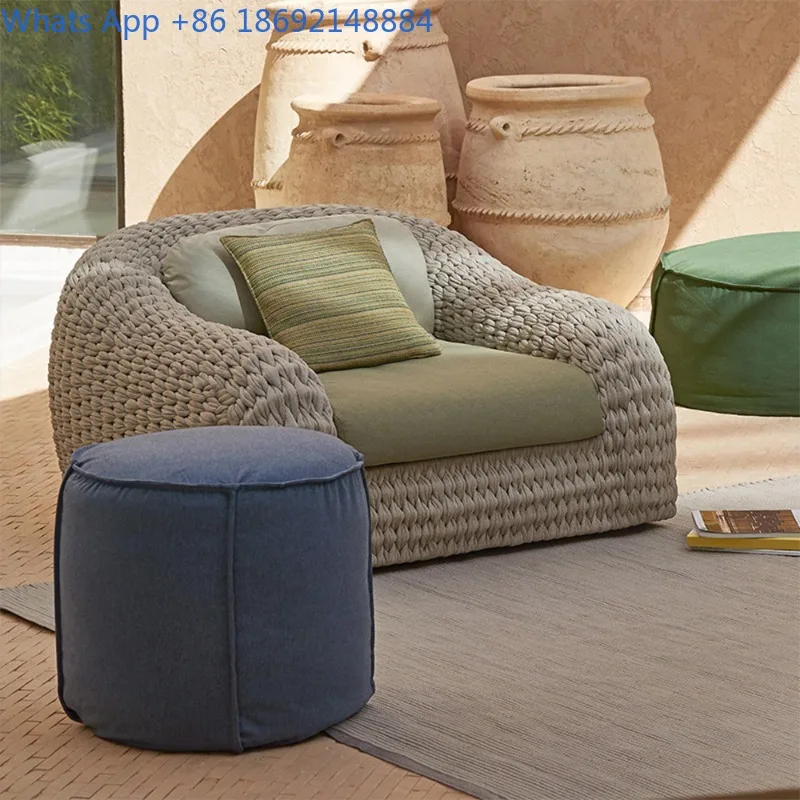 

Outdoor Rattan Sofa Set for Hotel Living Room, Open-Air Country Homestay, Villa Courtyard Garden Leisure