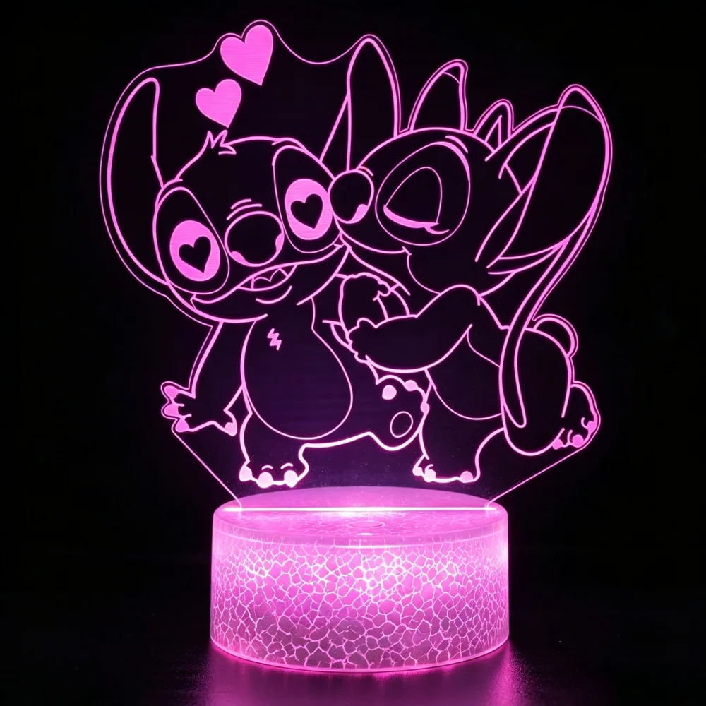 Lilo & Stitch 3D LED Night Light 7/16 Color Smart Touch Room Decor Bedside Night Light Birthday Valentine's Day Christmas Gift