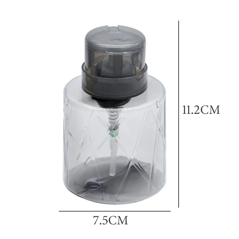 Lockable Empty Pump Dispenser Refillable Bottle, Nail Manicure Cleaner Makeup Remover Container Press Bottle