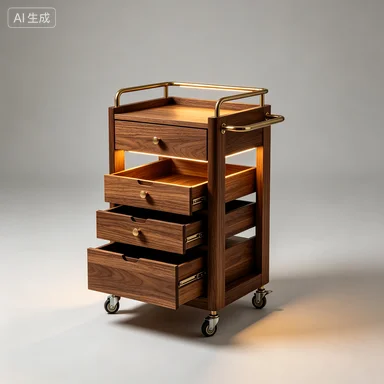 

High-end solid wood tool cart, beauty salon mobile floor multi-layer cart, beauty salon special cart
