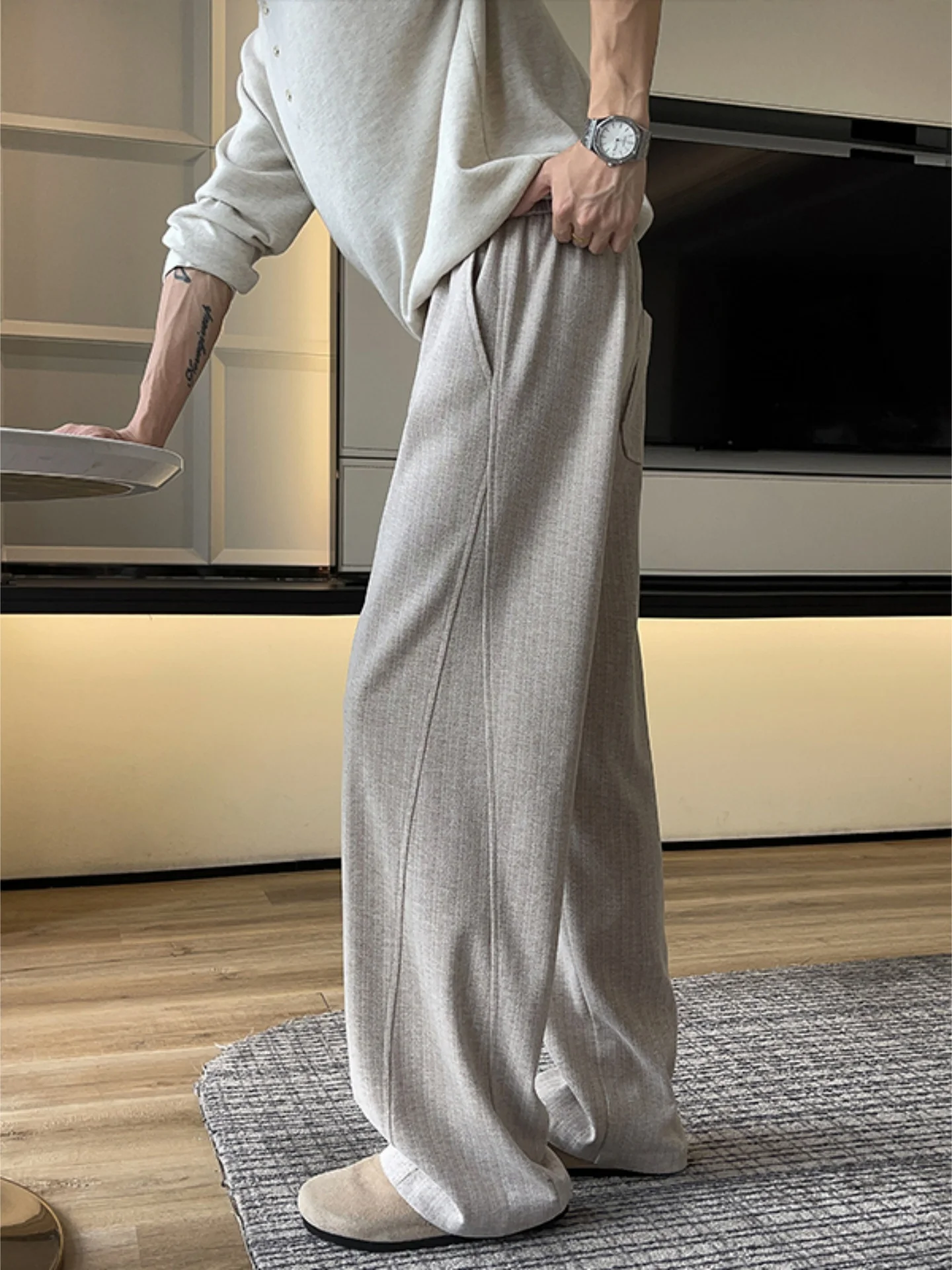 Loose Straight Leg Sweatpants Men's Autumn Retro Loose Sports Pants Big Size Casual Trousers Boys' Straight Leg Trousers