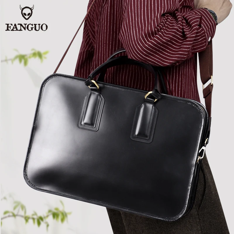 Fashion Genuine Leather Briefcase Classic Men's Handbag Luxury Messenger Bag Office Computer Bags For 13.5 Inch Laptop