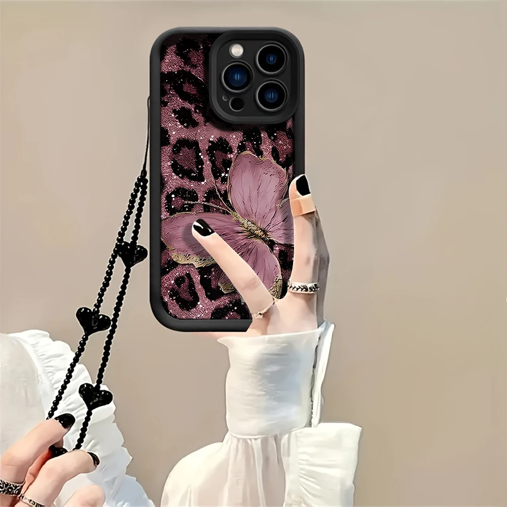 Für Samsung Galaxy S21 S25 S24 S23 S22 Ultra Plus FE Hülle Retro Leopardenmuster Cover Für A16 A15 A36 A54 A55 A56 Lanyard-Hüllen – Detail 4
