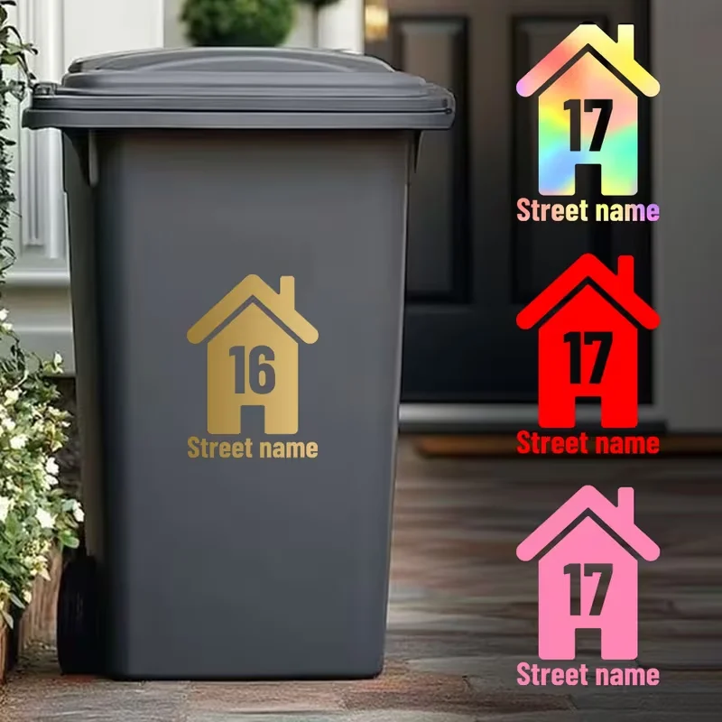 Custom Street Address Trash Can Stickers Outdoor Wheelie Bin Labels Waterproof Self Adhesive Decals Smooth Surface New Home Gift