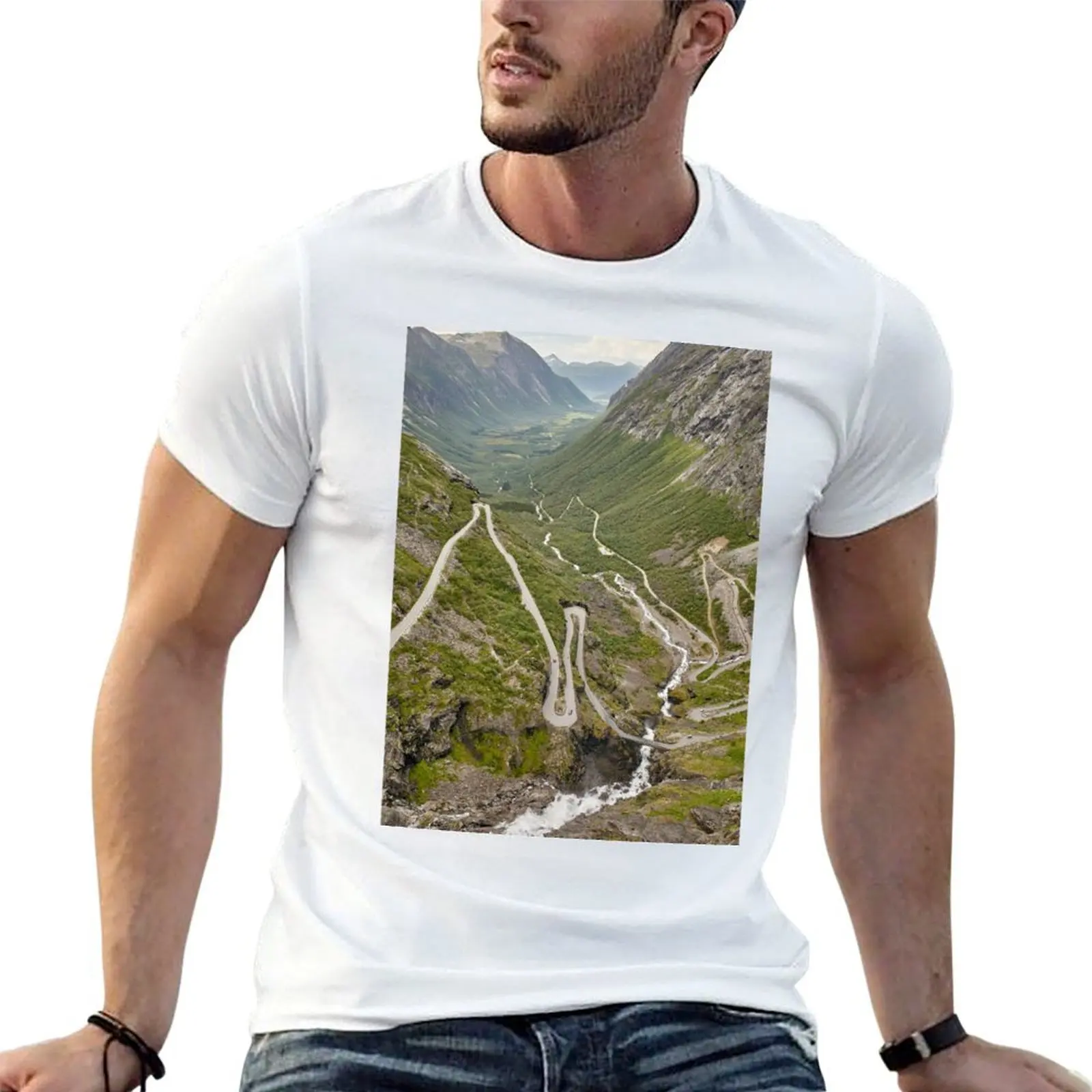 Футболка Geiranger-Trollstigen, Норвегия, мужская футболка из хлопка, высококачественная мужская футболка, хлопковая футболка с графическим принтом, комплект футболок