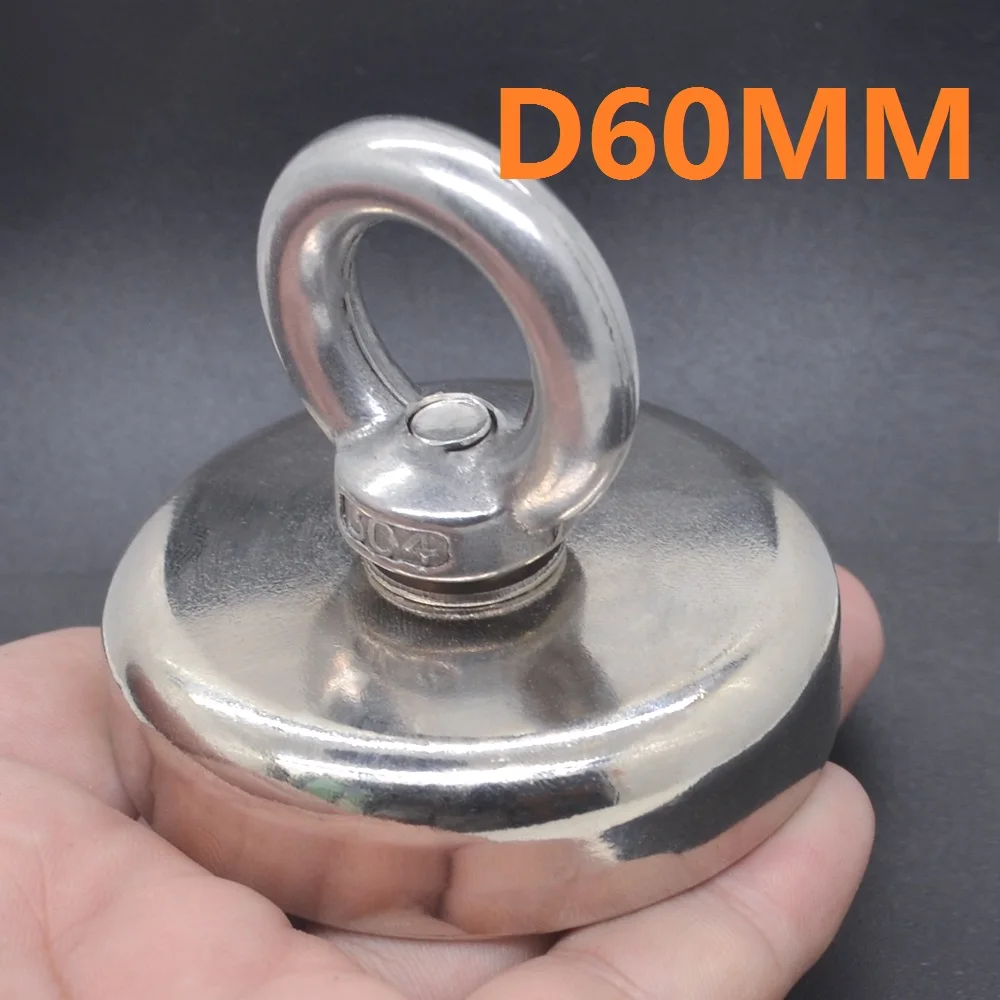 Super Strong Neodymium Magnet Salvage Magnet Deep Sea Fishing Magnets Holder Pulling Mounting Pot with Ring Eyebolt