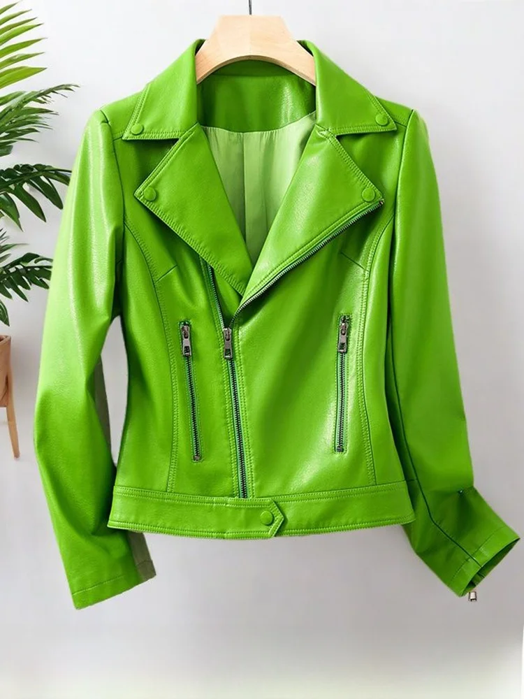 

Женская короткая кожаная куртка из овчины с эффектом утяжки на талии, корейский стиль, высококачественная натуральная кожа, для повседневной носки