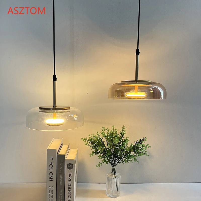 Modern LED bedroom bedside pendant lights minimalist designer Glass chandelier Kitchen Island Restaurant Bar hanging lamp