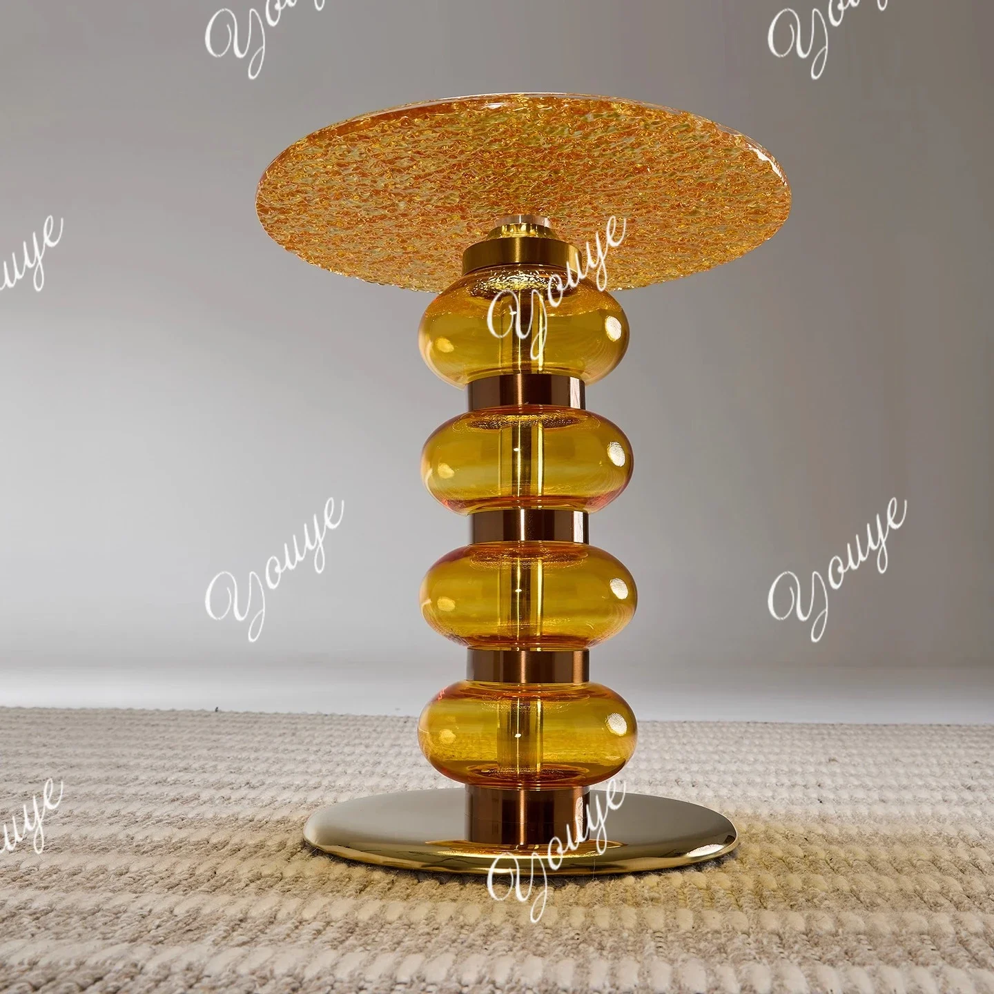 

XS Modern Simple Glass Metal Edge Few Round Multi-functional Display Stand Creative Corner Few