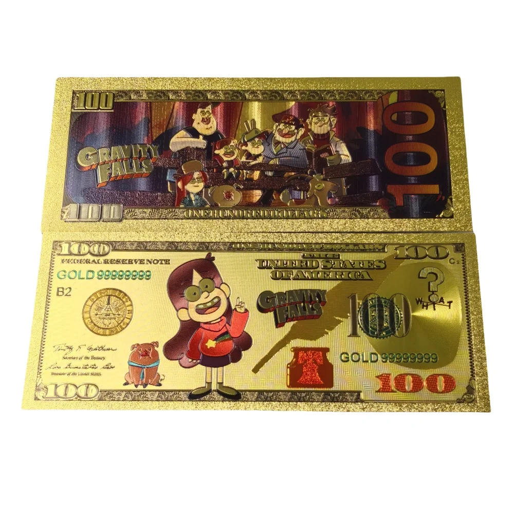 Disney Gravity Falls Anime Gold Banknote Cartoon Cosplay Collection Gold Card Birthday Gifts Cartoon Workplace Comedy Toy