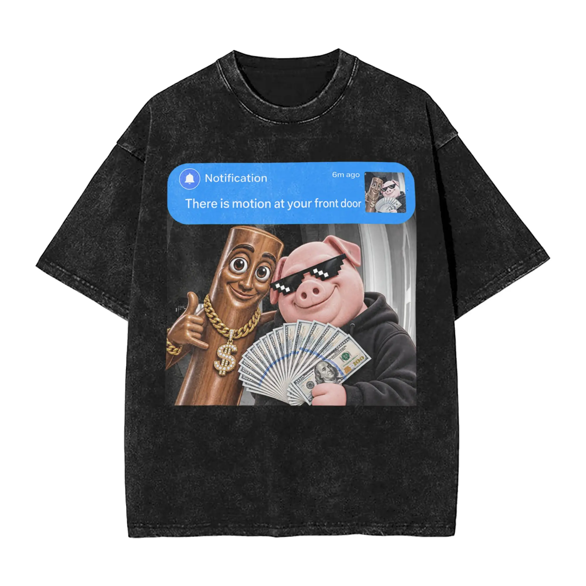 Men's T-Shirt There's A Motion At Front Door Tung Tung John Pork Meme T Shirts Harajuku Summer Tees Awesome Print Casual Clothes