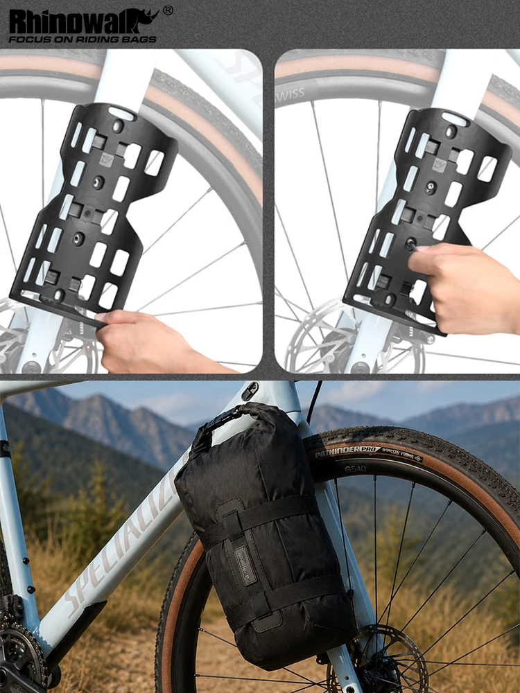 

Rhinowalk велосумка на переднюю вилку 6.5L водонепроницаемая сумка для bikepacking MTB шоссейного и gravel велосипеда быстросъёмная крепление до 15 кг дорожная сумка для велопутешествий