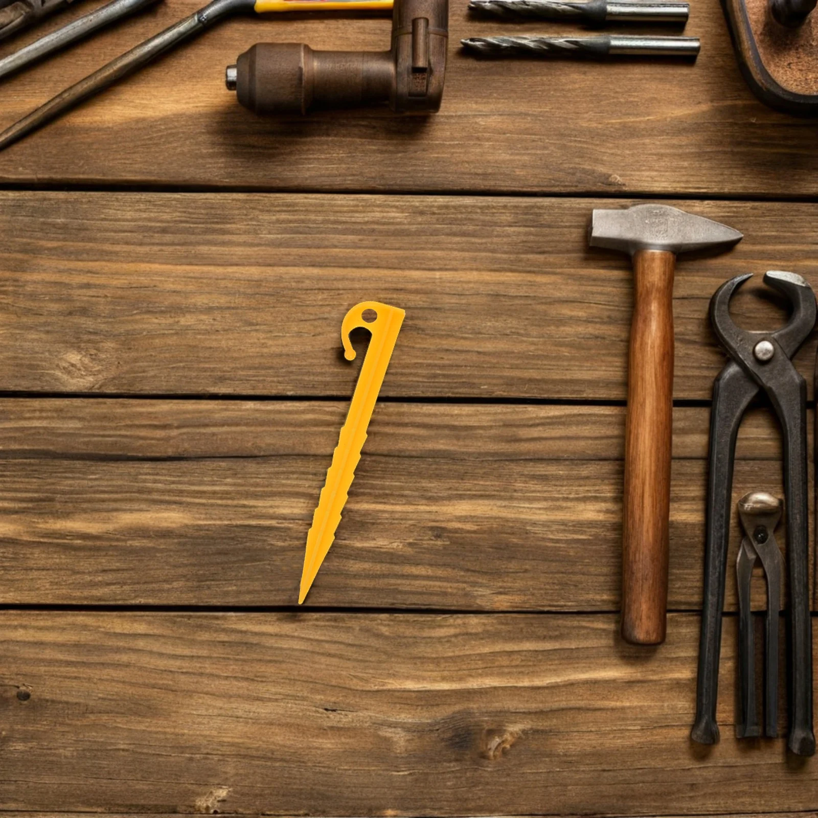 

13Pcs Tent Ground Stakes Outdoor Plastic Yellow Serrated Design Sand Resistant Camping Hiking Windproof Pegs Tent Ground Stakes