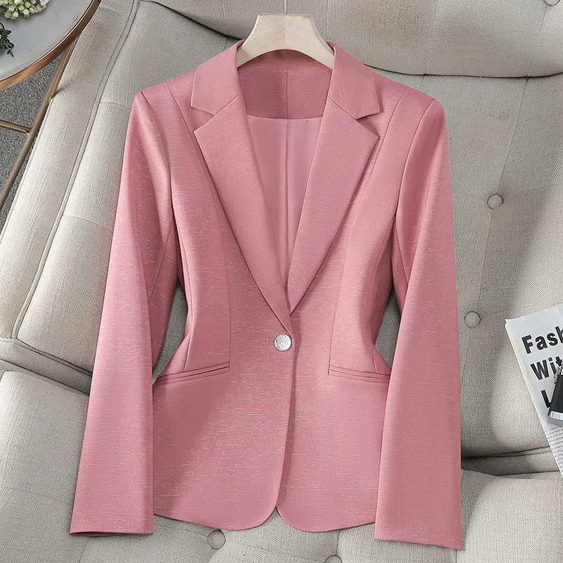

Розовый блейзер, женский весенне-осенний пиджак, новинка 2025, высококачественный повседневный модный темпераментный тонкий женский костюм, топы, женский офисный пиджак