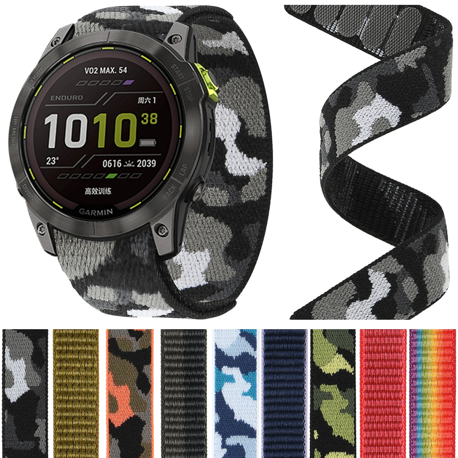 Hook & Loop Nylon Strap For Garmin Enduro 2 Band Fenix 7 7X 6 6X Pro 5X Plus/Mk2/Epix/Forerunner 955 745 Bracelet 22mm 26mm Belt