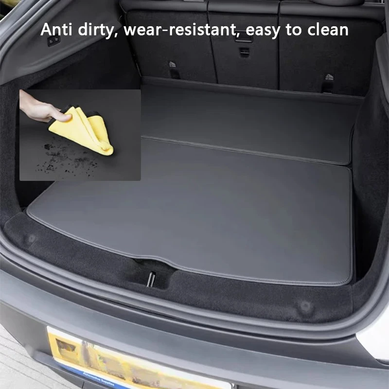 Für Tesla Model Y Juniper Standard 2026 PU-Leder Kofferraummatte Sitzrückenlehnen-Schutz Allwetter-Ladeflächenmatte Schmutzabweisende Matte – Detail 3