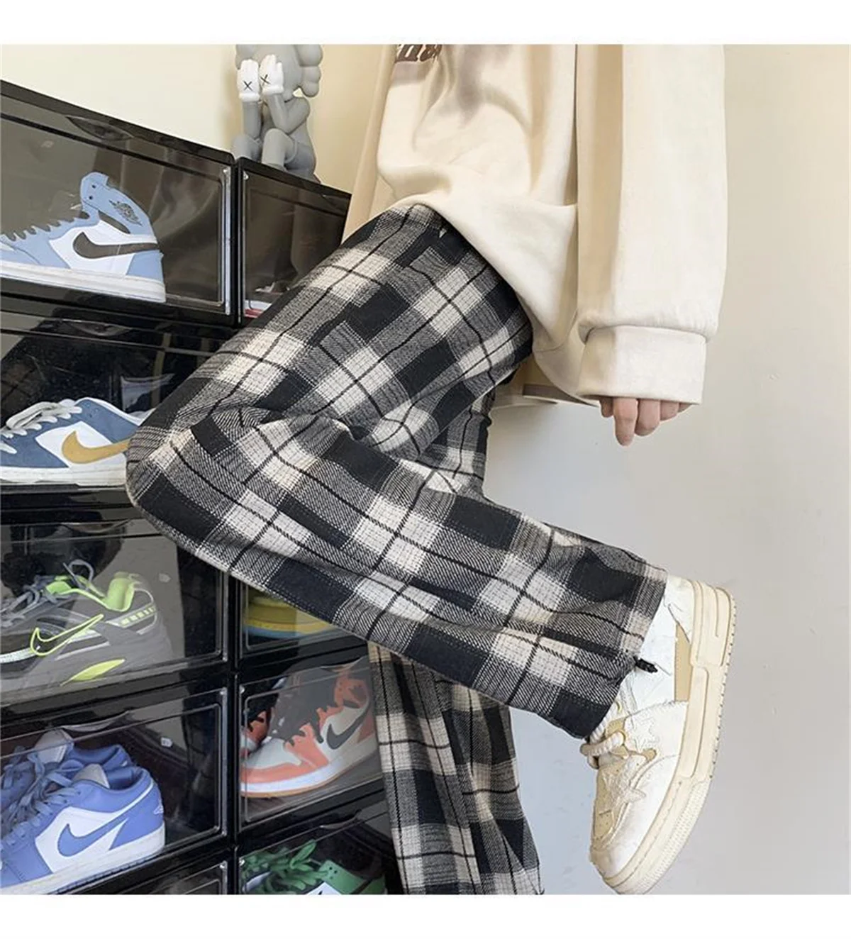 سراويل فضفاضة منقوشة للرجال ، كبيرة الحجم ، أرجل واسعة ، عصرية ومتعددة الاستخدامات ، سراويل زوجين كورية غير رسمية ، أزياء الصيف #3