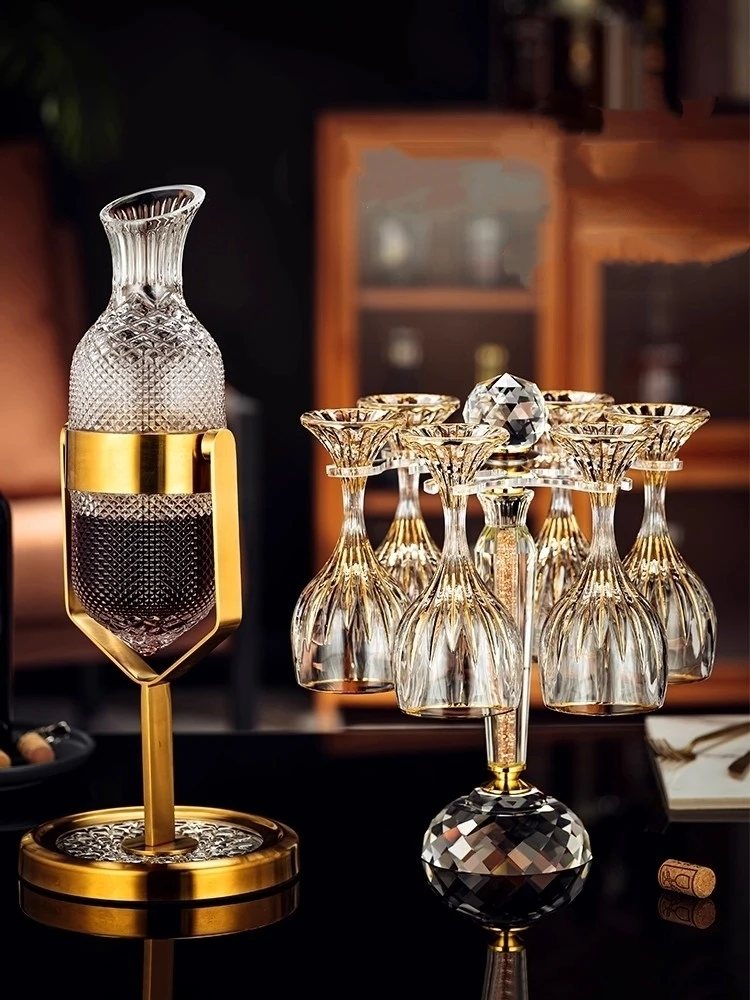 Высококачественный роскошный графин во французском стиле, креативный диспенсер для вина, кувшин для домашнего декора, ярко-красный бокал для вина, набор хрустальных подставок