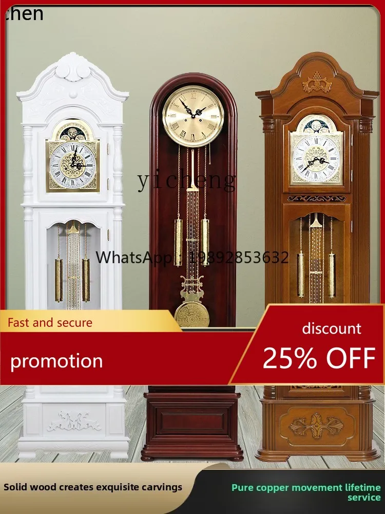 YFY   floor clock, living room, Polaris movement, household Chinese retro mechanical seat clock, vertical pendulum clock