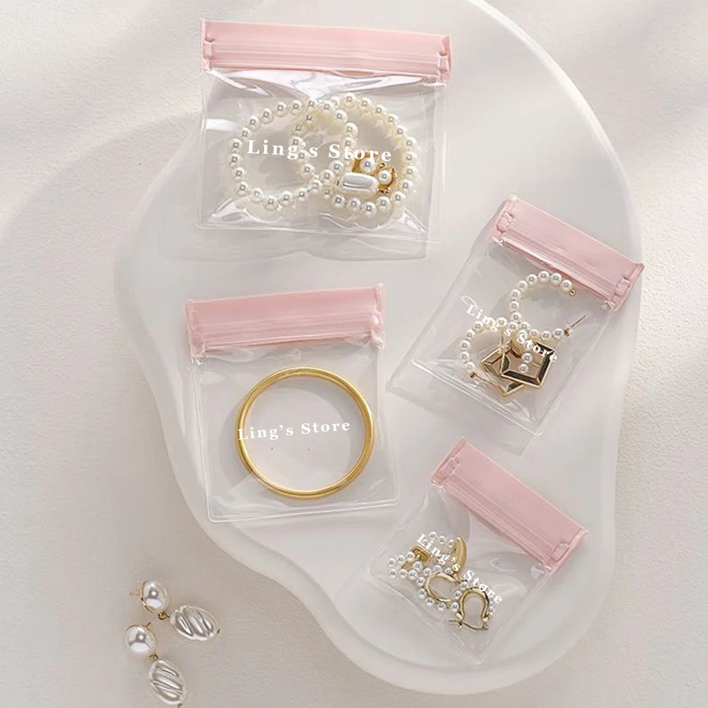 

Customized Jewelry Zip Lock Bag Transparent EVA Plastic Storage Envelope Frosted Pouch Ring Earrings Necklace Bracelet Packaging