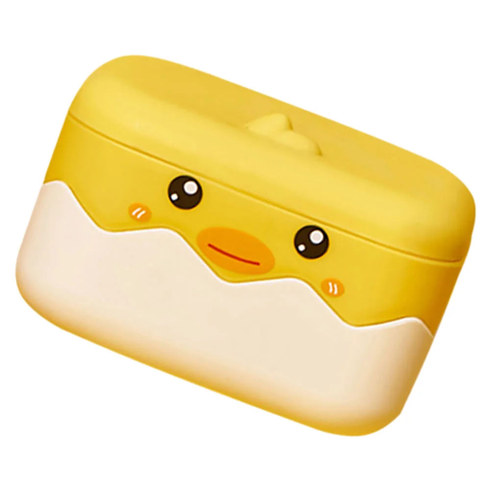 Soap Holder Container Portable Bathroom Dish Shower Little Yellow Duck No Punching Case Decorative Animal