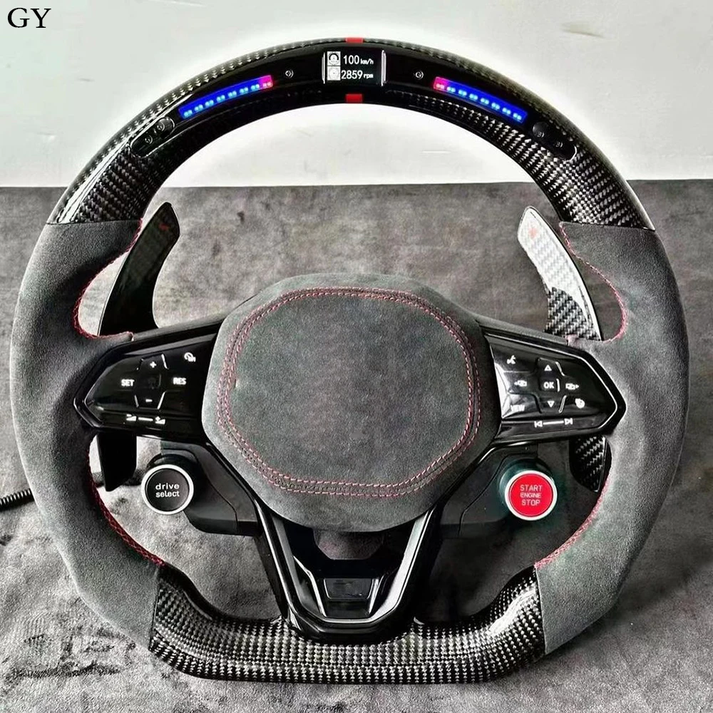 LED Carbon Fiber Steering Wheel Customized For Volkswagen VW Gol-f  POLO 8 GTI Jetta GLI CC R-Line MK8 ID4