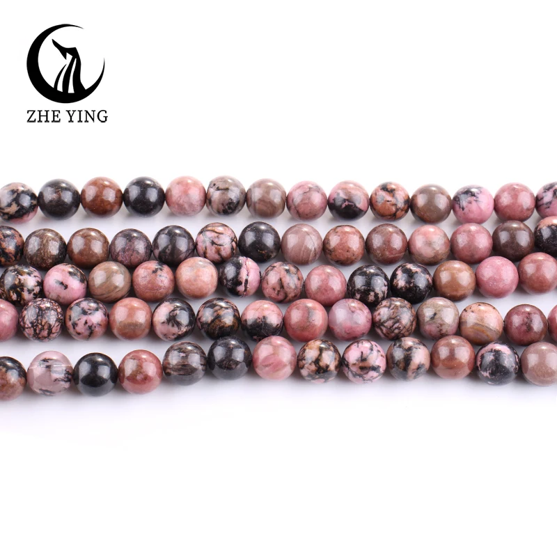 Zhe Ying Natural Cheap Rhodochrosite Stone Round Amazonite Jasper Chalcedony Beads for Bracelet DIY Jewelry Making Strand 15\'\'