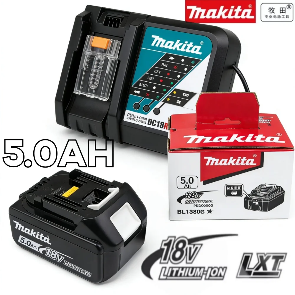 

Original Makita 18V 5.0Ah Rechargeable Lithium Battery with LED Indicator High Capacity for Makita Cordles Power Tool Battery