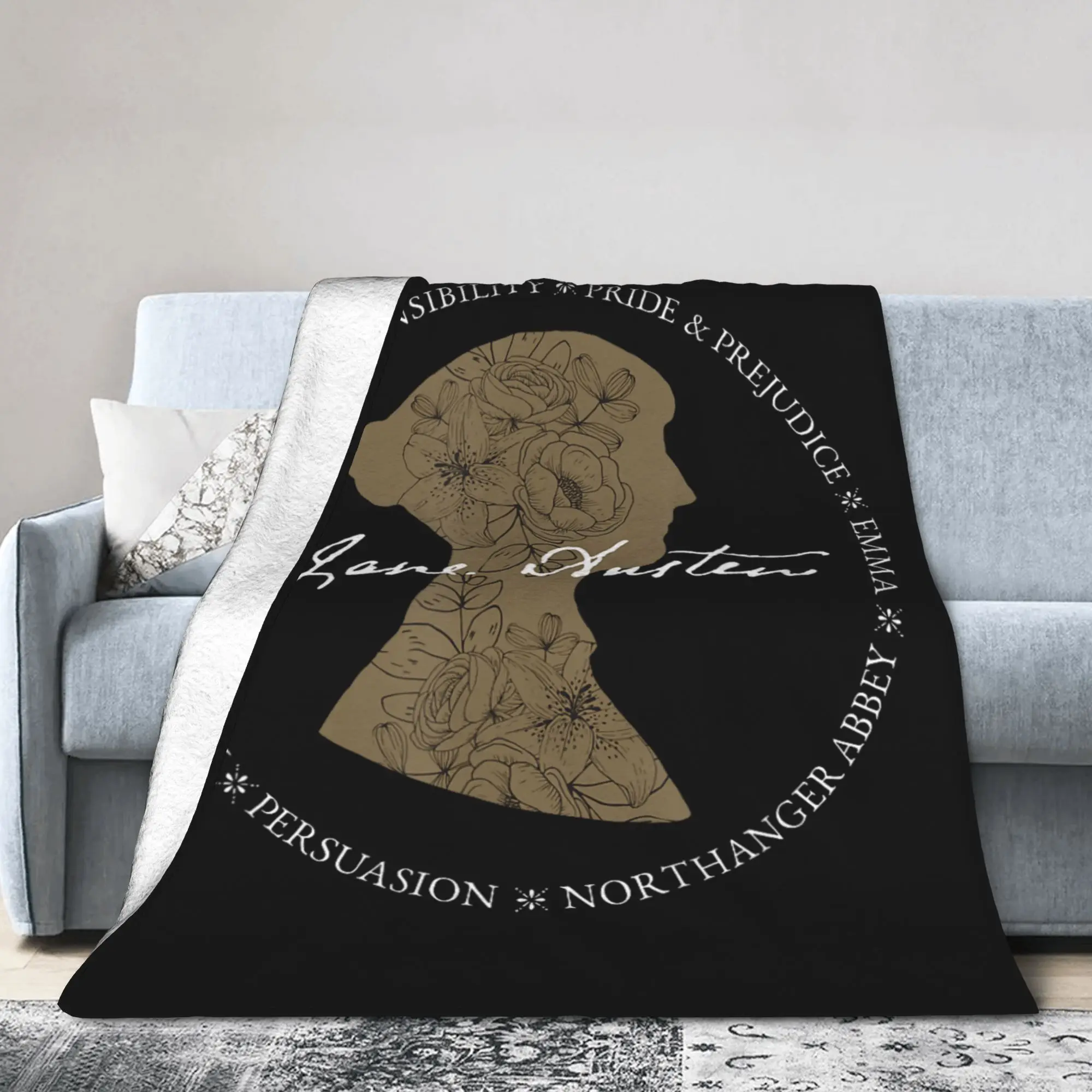 Jane Austen Persuasion Pride and Prejudice Flannel Blanket Book Creative Throw Blanket for Quilt 125*100cm Soft