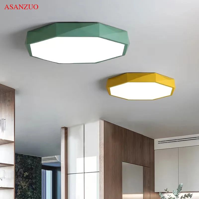 

Octagon Ceiling Lights Macaron Lamps Children's Room LED ceiling lamp Modern Living room Study Bedroom Lighting Fixture