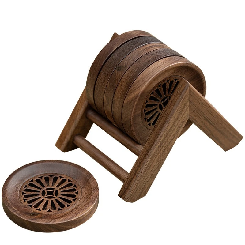 

Walnut, thermal insulation pad creative kung fu tea set, accessories tea saucer