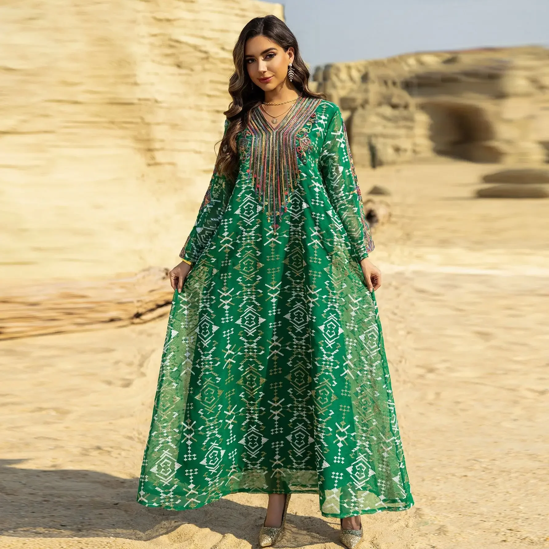 

Ид Вечерние платья с вышивкой для женщин Мусульманская Абая Дубай Кафтан Рамадан Ислам Джалабия Кафтан Марокканский женский халат Платье