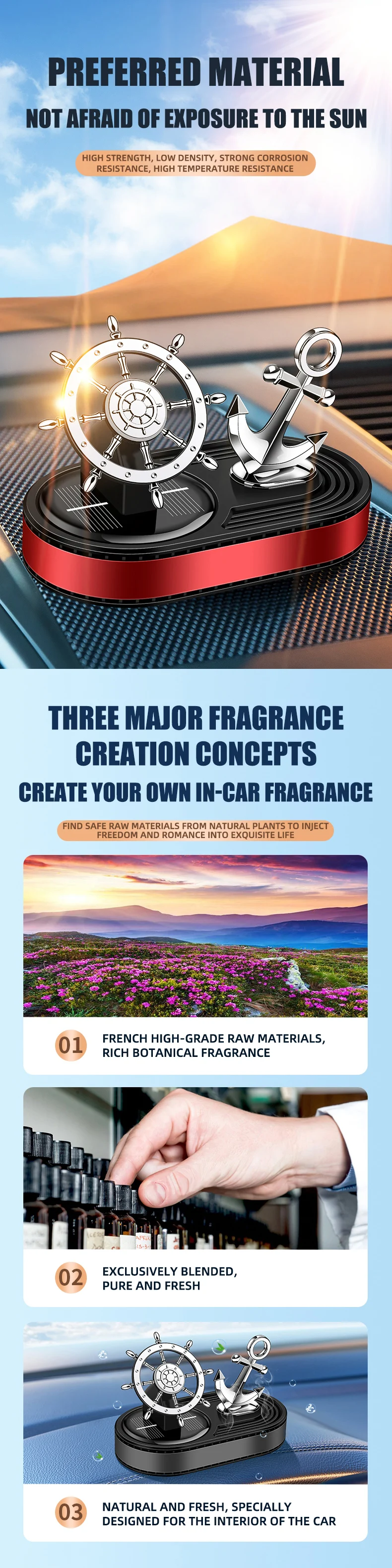 Anker Auto Lufter frischer Duft Solar rotierende Parfüm Diffusor Auto Interieur Armaturen brett Mittel konsole Dekoration Ornamente – Detail 4