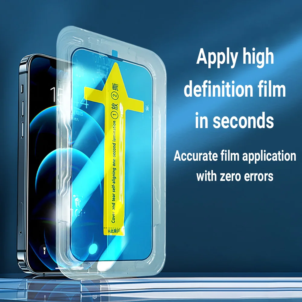 1-2PCS One-click Dust free Installation HD Screen Protector For iPhone 14 13 12 11 15 16 Pro Max Mini X XR XS MAX 7 8 Plus Glass image 2