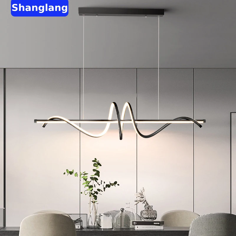 Modern Led Pendant Lights Chandelier For Living Room Gold Wave Lamp Dinning Room Bedroom Kitchen Hanging Pendant Lamp