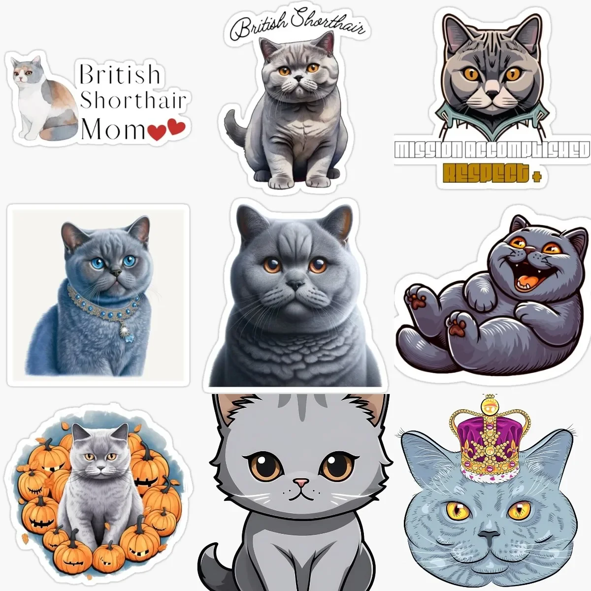 

Creative British Shorthair Cat Pets PVC Waterproof Sticker Decorate for Car Van Door Wall Window Bicycle Decal Accessories