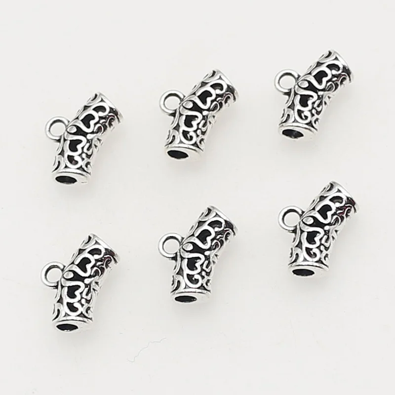 50pcs/lot Antique Hollow Bent Tube Bail Beads Spacer Beads Pendant Clips Pendants Clasps Connectors DIY Jewelry Accessories