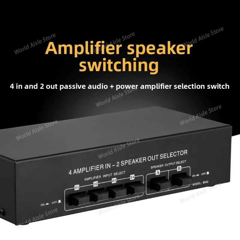 4-in 2-out Passive Power Amplifier Speaker Selection Switcher Speaker Switch Distributor Comparator No Loss of Sound Quality