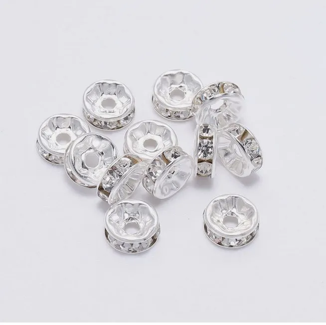 100Pcs/Lot 4/6/8/10/12mm Metal  Crystal Rondelles Bead Loose Spacer Beads for DIY Jewelry Making Bracelet Accessories g4w