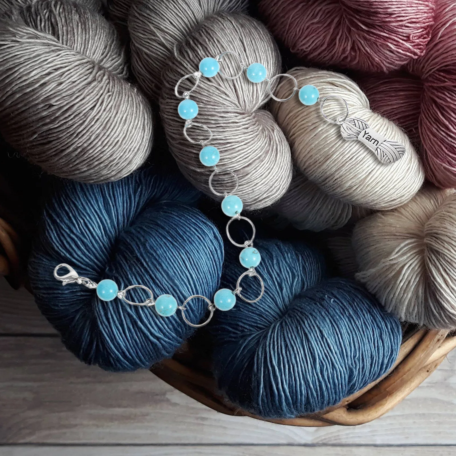 

Yarn Ball Stitch Marker Keeper Pendant Beads Chain Knitting Crochet Accessories Row Counter Tool Knit Markers Yarn Tension Chain