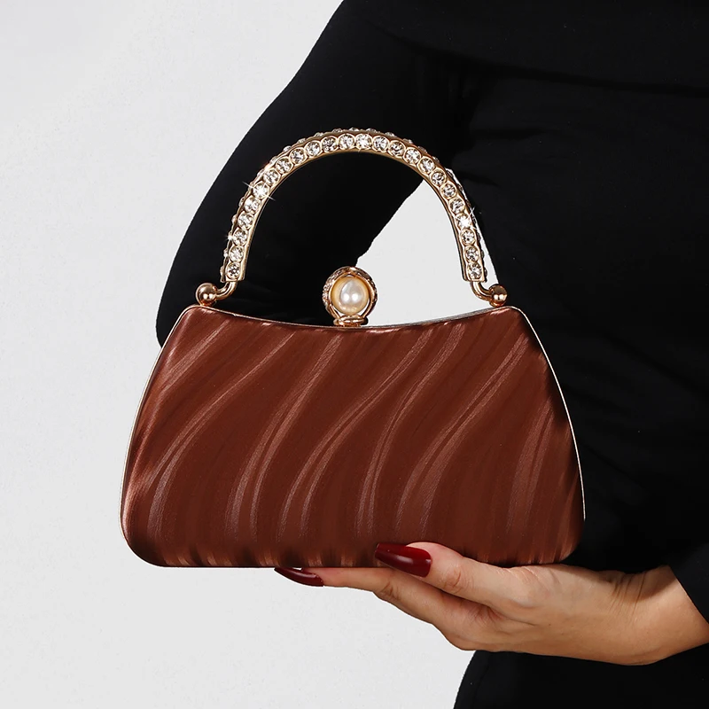 

Роскошная стильная романтическая вечерняя сумка, высококачественная сумка с полной бриллиантовой ручкой, элегантное платье с цепочкой, сумки через плечо с металлической пряжкой для ужина