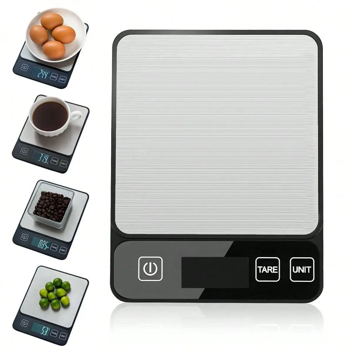 Báscula Digital de cocina con pantalla LED, báscula electrónica con Panel de acero inoxidable de 10kg/1g, joyería para el hogar, aperitivos y alimentos, herramientas para hornear