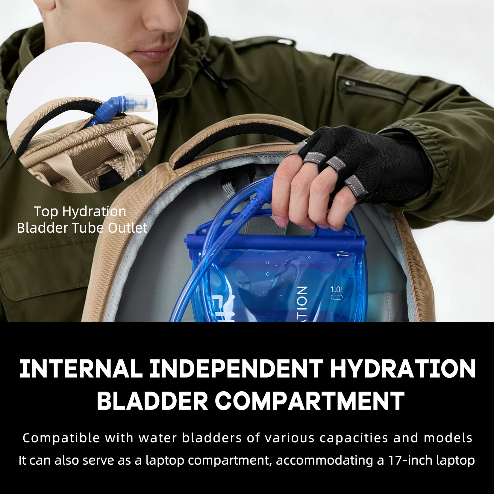 Timeet التكتيكية الرياضة الرحلات الصيد الصيد التخييم حقيبة ترحال على ظهره الرجال مقاوم للماء حقيبة التسلق 17 بوصة محمول على ظهره