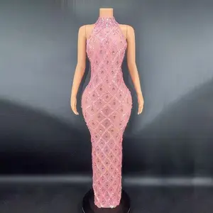 Vestidos de maternidade para photoshoot, strass brilhantes, vestido maxi sexy para mulheres, gravidez, estiramento do chuveiro do bebê, adereços fotográficos grávidas 10 principais vendas pregnant qipao - №5