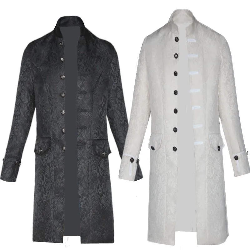 

Европейские и американские мужские пальто, средневековая одежда, однотонная модная мужская униформа в стиле стимпанк в стиле ретро